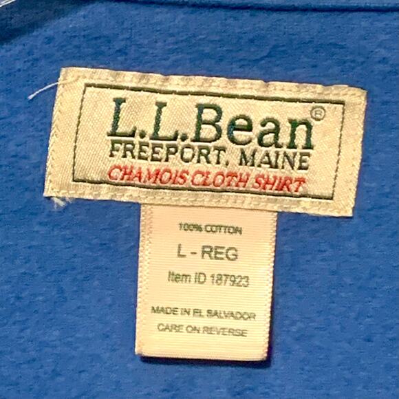 Men's L.L. Bean Blue Chamois Cloth Shirt Chest Pockets Traditional Fit 187923 - Picture 2 of 7